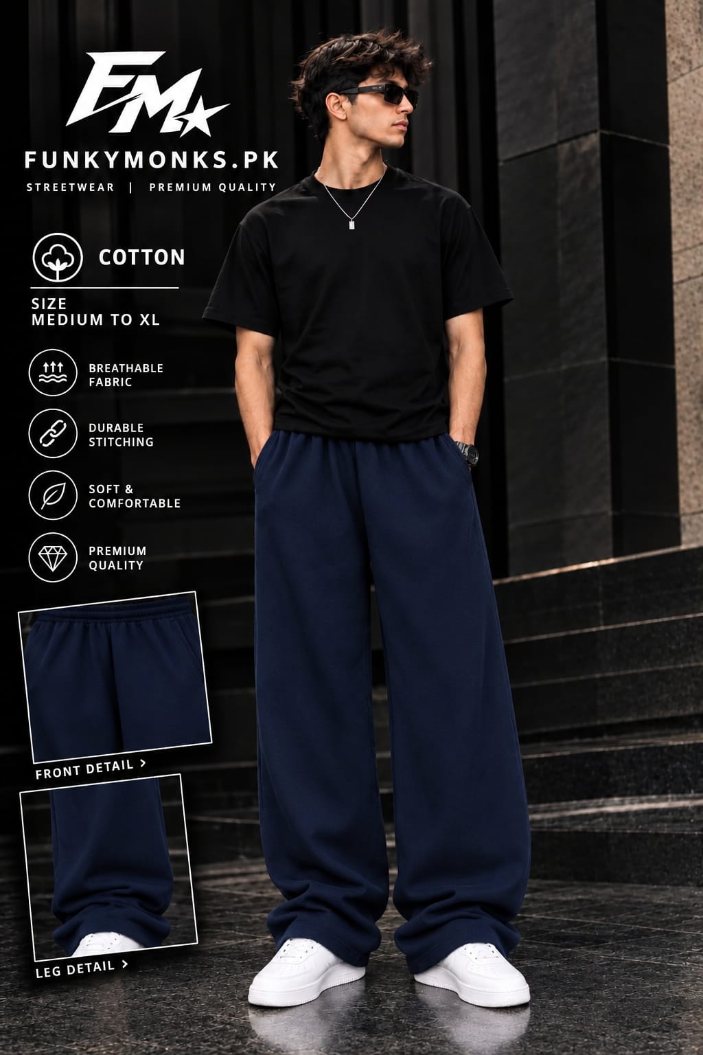 Plain Cotton Baggy Trousers