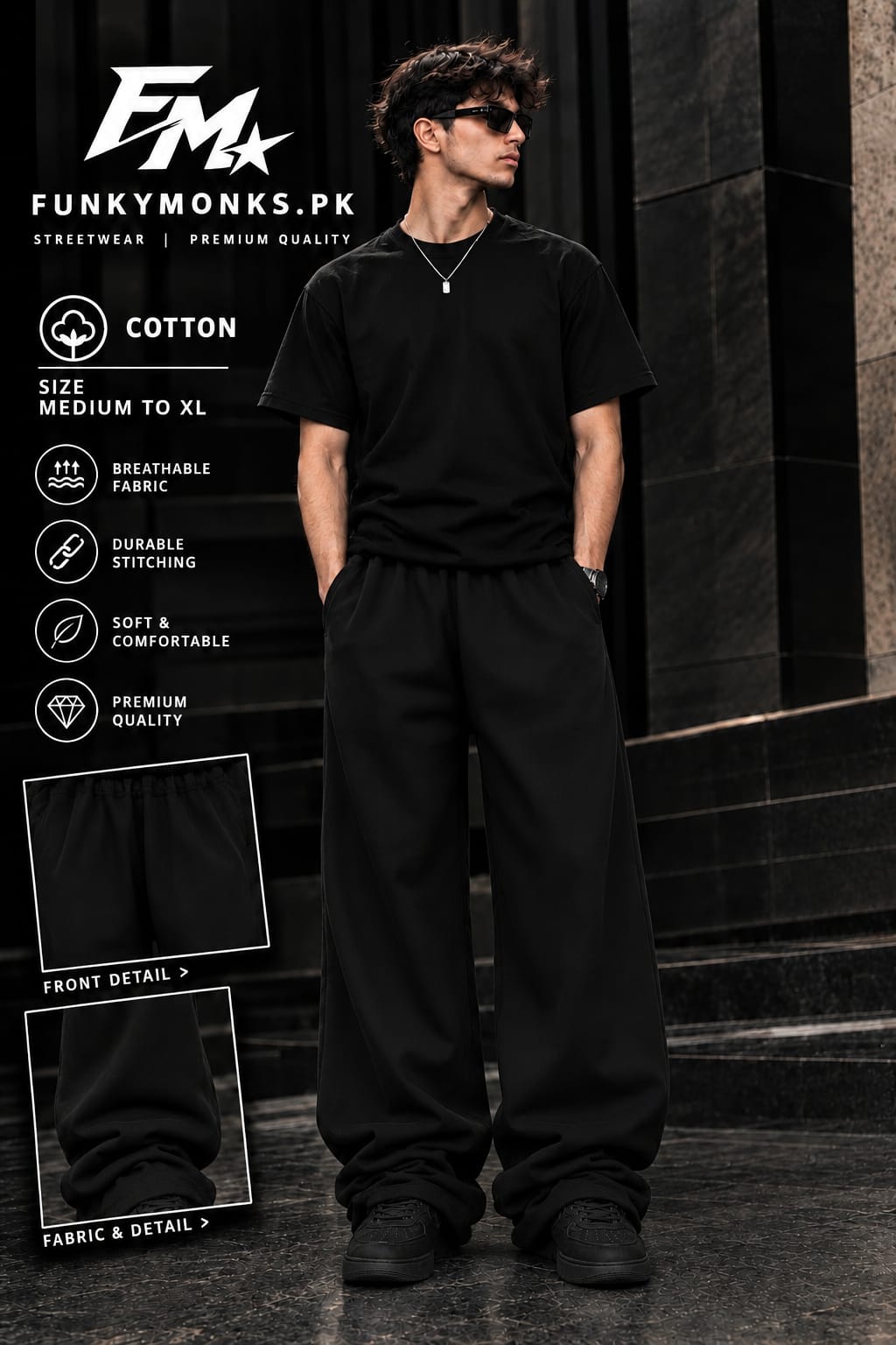 Plain Cotton Baggy Trousers