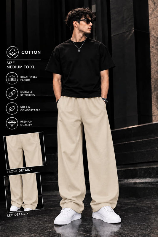 Plain Cotton Baggy Trousers