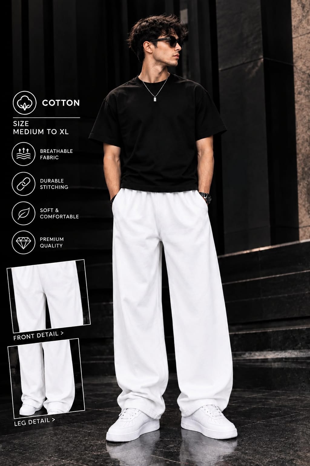 Plain Cotton Baggy Trousers