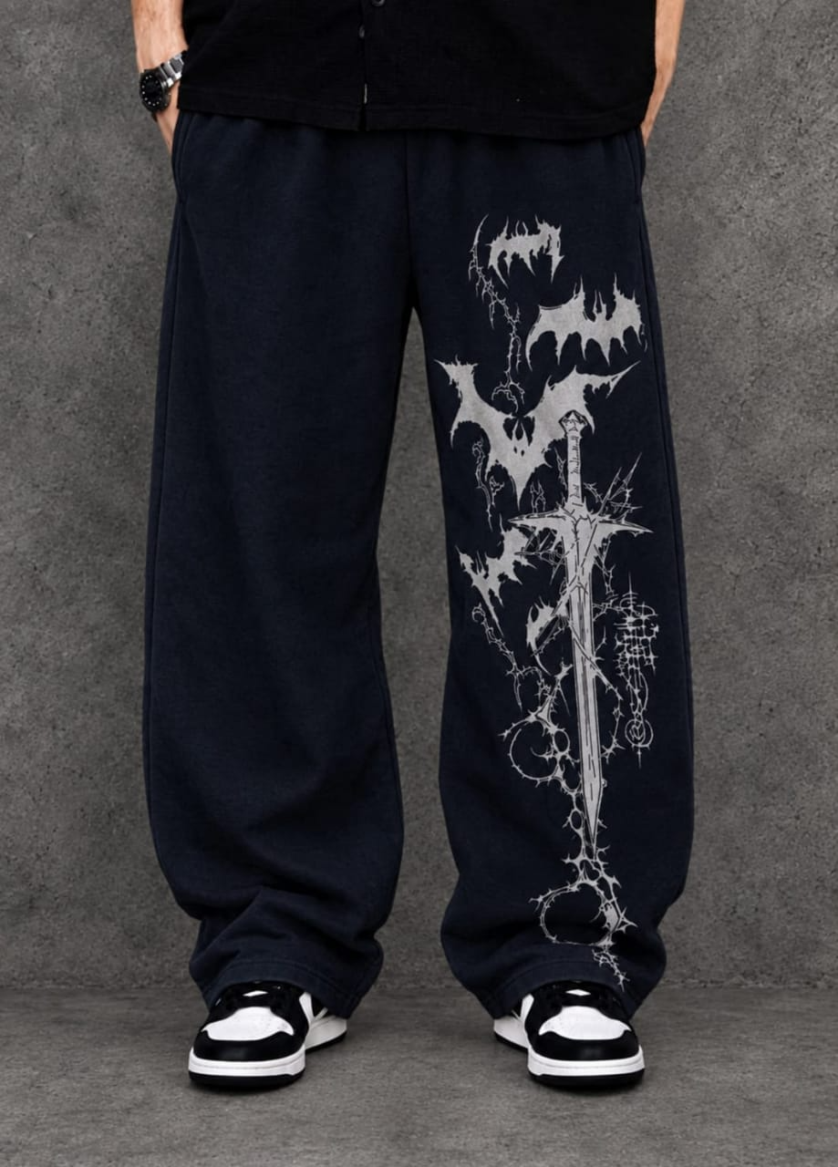 Dark Blade Cotton Baggy Trousers