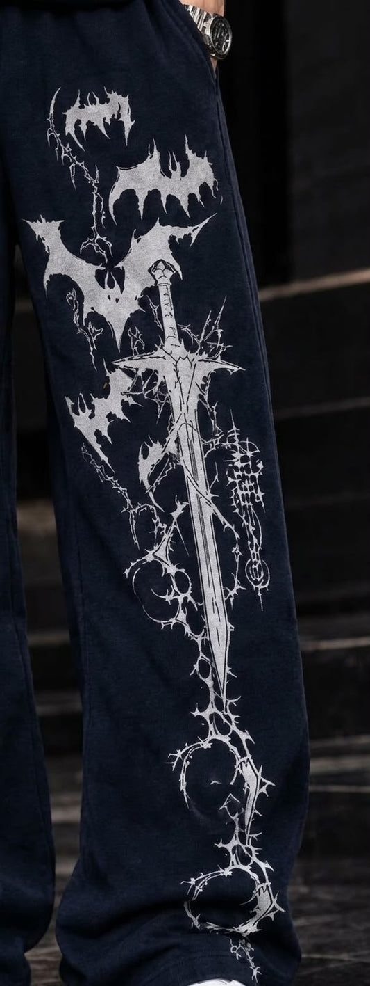 Dark Blade Cotton Baggy Trousers