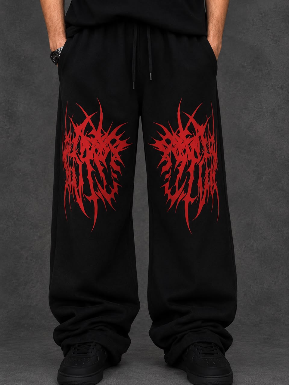 Red thorn cotton baggy trouser