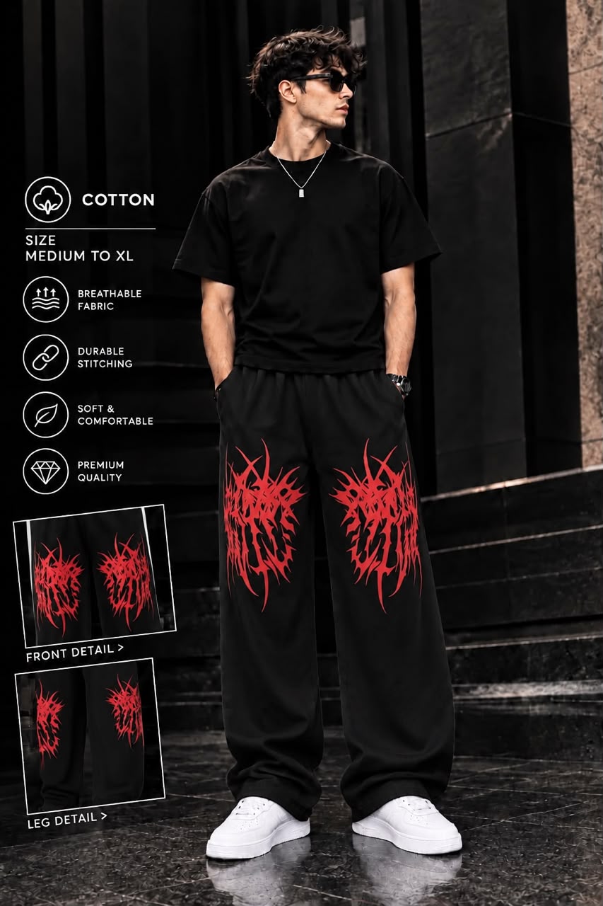 Red thorn cotton baggy trouser